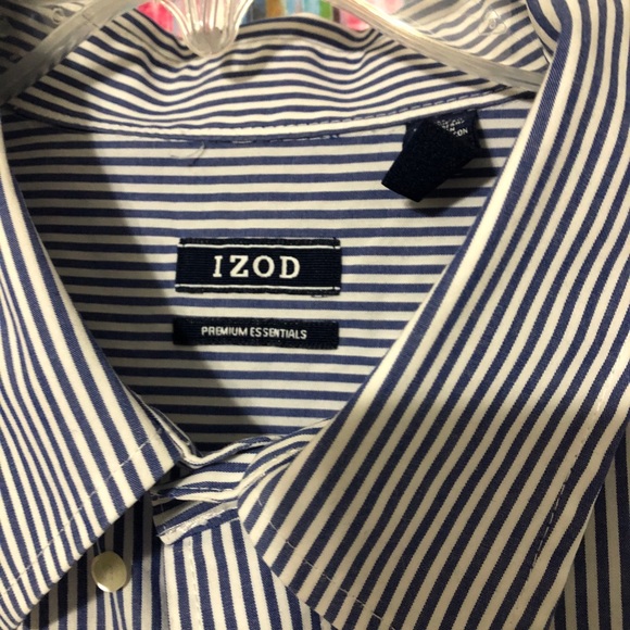 IZOD blue and white striped button down shirt - Picture 2 of 4